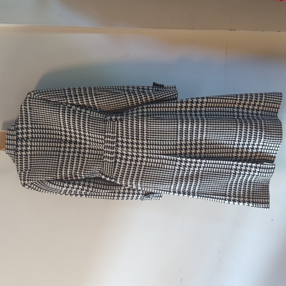 J.Crew Wool Blend Houndstooth Check Belted Wrap Trench Coat Classic 8 - Picture 3 of 16
